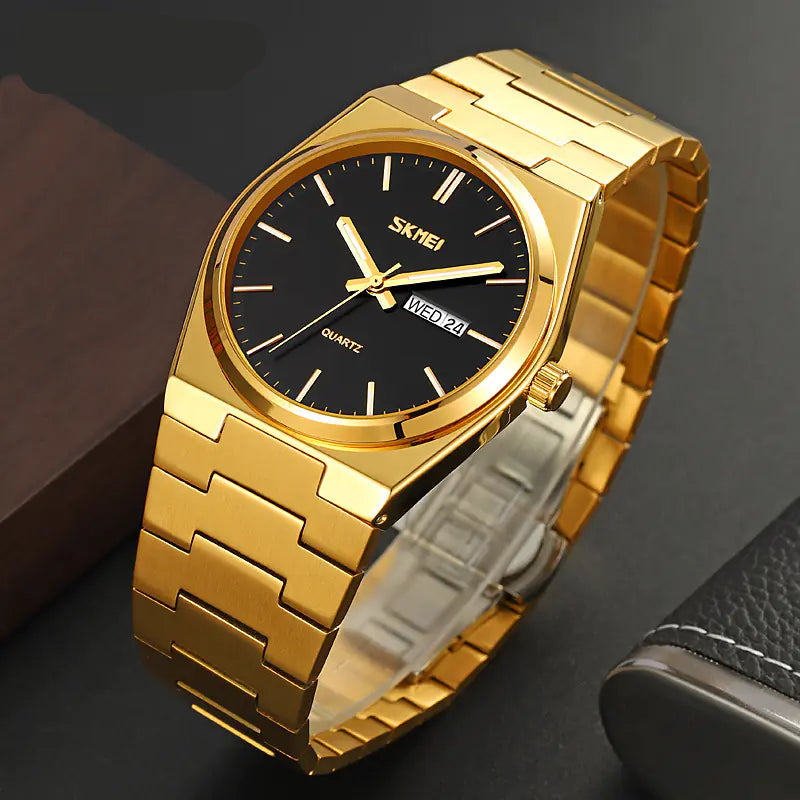 Steel Band Quartz Watch with Calendar