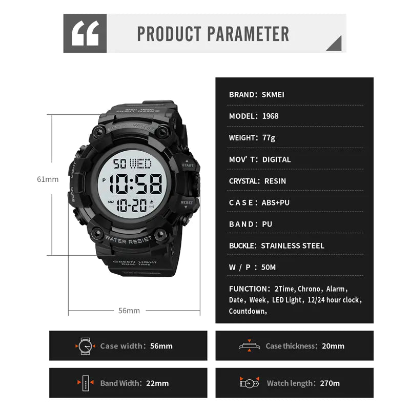 Outdoor Sports Multi-Function Electronic Watch