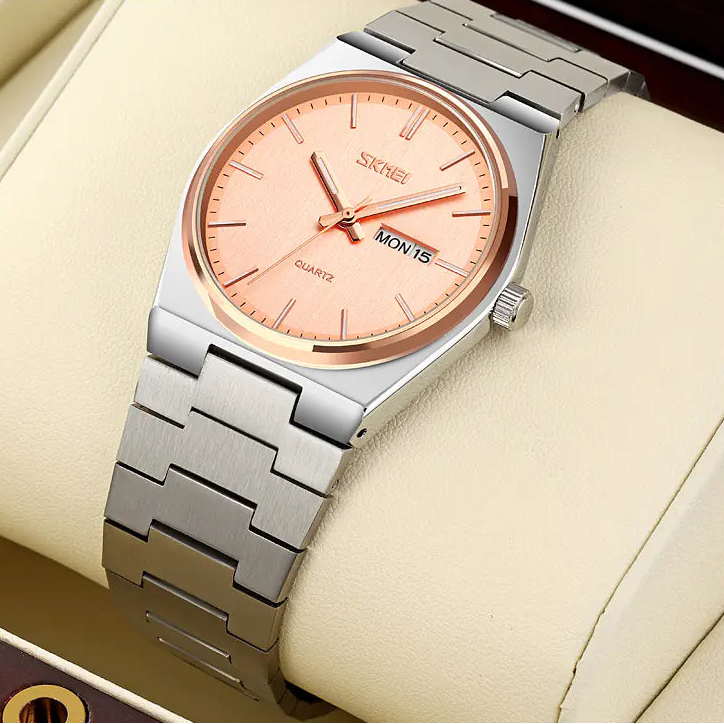 Steel Band Quartz Watch with Calendar