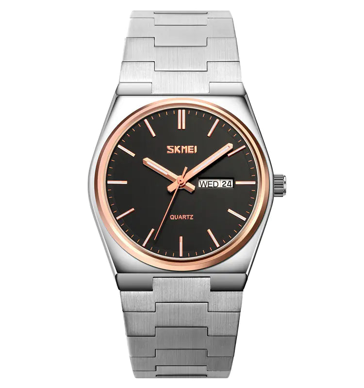 Steel Band Quartz Watch with Calendar