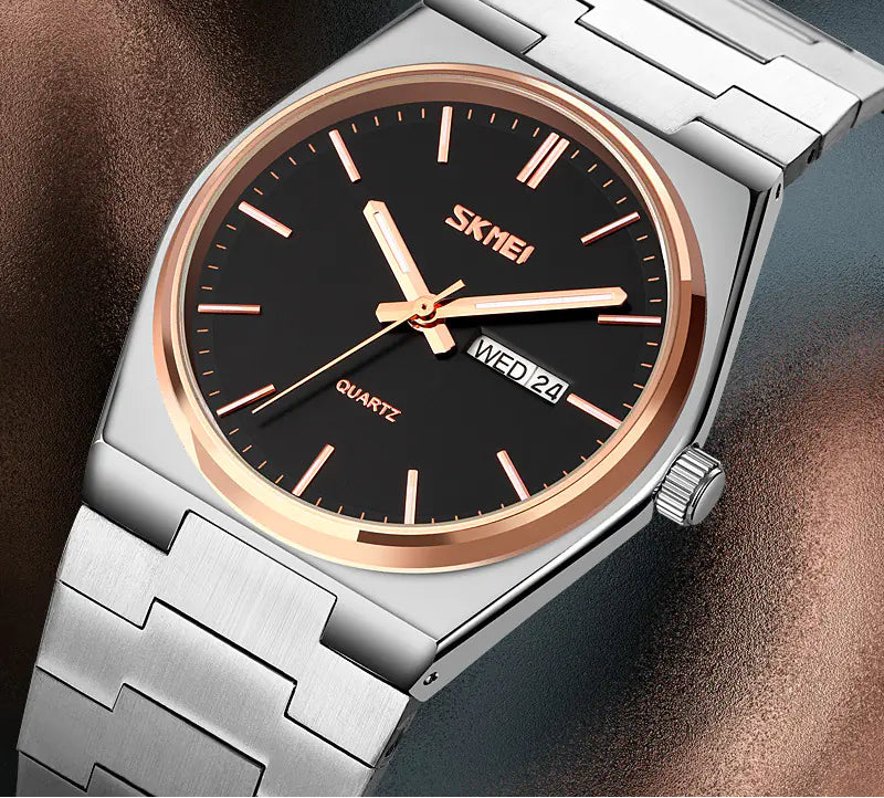 Steel Band Quartz Watch with Calendar