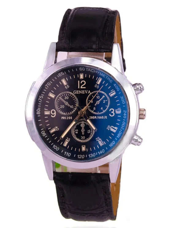 Blue Glass Three-Eye Men's Quartz Watch