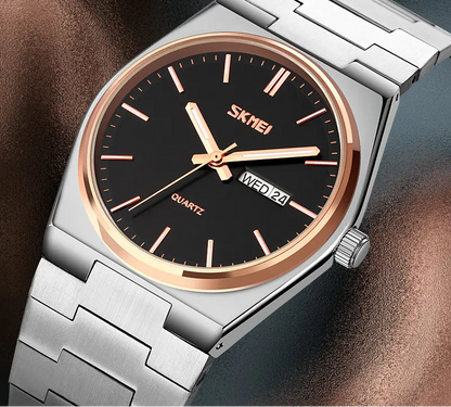 Steel Band Quartz Watch with Calendar